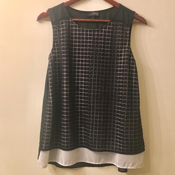 The Limited Tops - The Limited Sheer Black/white Tank sz L
